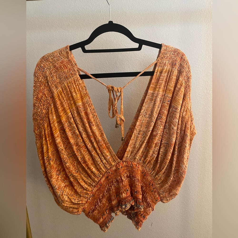 Free People Flowy Crop Blouse